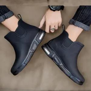 남성 여름 스포츠 블랙 숏 에어솔 레인부츠 장화