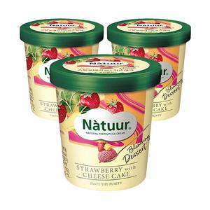[슈팅냉동] 롯데웰푸드 나뚜루 스트로베리치즈케익 파인트, 474ml, 3개
