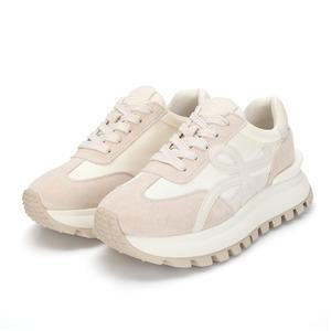 바바라 소가죽 사이드 배색 포인트 여성 스니커즈 5cm_AAH604