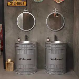 드럼통 세면대 야외 빈티지 세탁실 인테리어 화장실 하부장 탕비실 개수대