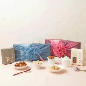 수제호두정과 2구 콩고물 도라지정과 1구 보자기선물세트(보자기색상랜덤발송)