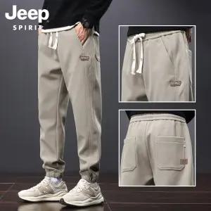 JEEP SPIRIT 가을 새로운 느슨한 스포츠 바지 남자 가을과 겨울 기모 캐주얼 팬츠