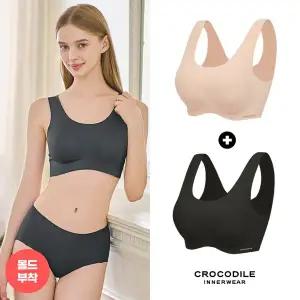 [감탄브라] [크로커다일] 라이크라 쉘론 데일리 몰드부착 U넥 브라 1+1 CDWBR5O0204