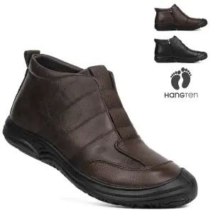 행텐 남자 방한 앵클부츠 남성 겨울 컴포트화 천연가죽 지퍼 캐주얼 신발 따뜻한 출퇴근화