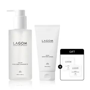 [라곰][클렌징짝꿍템] 마이크로 클렌징 SET (오일200ml+폼150ml)(+샘플 토너2매+크림2매 증정)