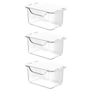 모노피커 부착식 슬라이딩 서랍 화장솜 면봉 정리함, 클리어, 3개