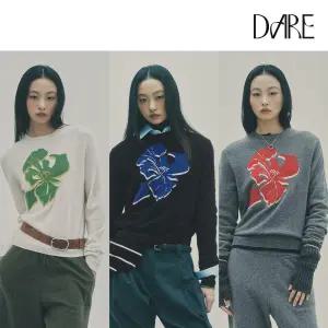 [런칭가 169,000원]디아레 화이트캐시100 플라워 인타샤 니트 1종