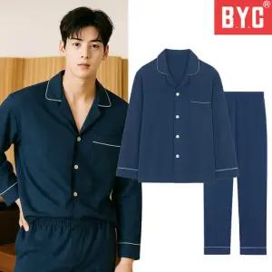 BYC 남성 잠옷 순면 부드러운 잠옷 세트