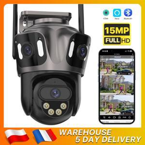 ICsee 방수 CCTV 비디오 보안 카메라 15MP HD 3 화면 와이파이 IP 카메라 야외 4K 듀얼 렌즈 카메라 Ai 인