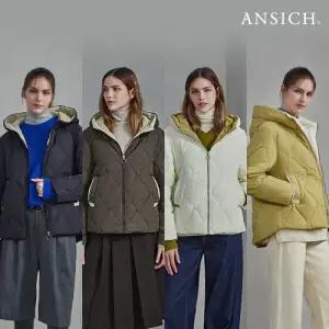 [안지크]25FW 신클라우드 컬러블록 후드 점퍼