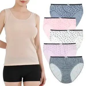 여성용 순면 스판 미디 맥시 삼각팬티 5매입 나시 브라캡나시 위생팬티