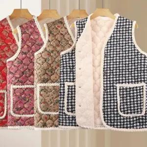 꽃무늬조끼 촌캉스 어르신누빔 할머니 김장 후리스 겨울