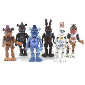 6pcs 세트 게임 FNAF 액션 피규어 인형 라이트 애니마트로닉스 장난감 장식 공예품