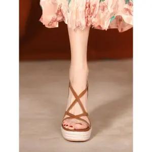 웨지샌들 9cm 여름 웨지 비치 에스파듀 웨지힐 신발 구두