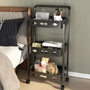 트롤리 이동식 3단 주방 선반 접이식 정리 수납 (WFJ5WK5)