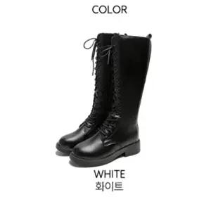 [옷자락]여성 레이스업 부츠 슬림 기모 롱 워커