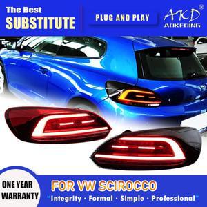 폭스바겐 시로코 LED 후미등용 AKD 테일 램프 2009-2015 후면 안개 브레이크 방향 지시등 자동차 액세서리
