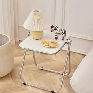 1개 랜덤 색상 휴대용 공간 접이식 가구 커피 투명 테이블 절약형 소형