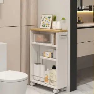 틈새 수납장 욕실 트롤리 주방 슬림 선반 사이드 폭 15 화이트 상단 조립 필요