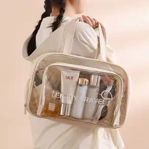 수영장 샤워 가방 휴대용 메쉬 물놀이 방수 수영 가방 용품 여성 비치 스포츠 손잡이 젖은 레저 투명 헬스