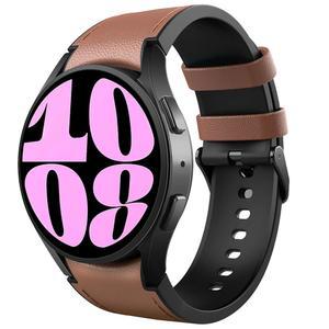 갤럭시 워치 7 6 5 4 40 / 44mm, 클래식 47 43 42mm, 프로 45mm, 20mm 여성용 퀵 릴리스 스트랩, 브라운과 호환되는 TiMOVO 노 갭 가죽 실리콘 밴드