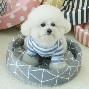 강아지 무늬베이직 포근한 원형 방석 도트 1P 휴식 공간