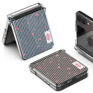 갤럭시 Z플립 5 6 7 스몰 하트 패턴 오토 힌지 투명 하드 케이스 제트플립