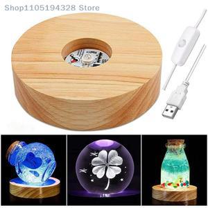 완벽호환 [YA]10cm 나무 조명 받침대 충전식 LED 회전 디스플레이 스탠드 램프 홀더 베이스 아트 어댑터 포