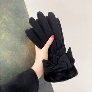 지앤지 리본 패딩 터치 장갑 겨울장갑 손가락 장갑 방한장갑