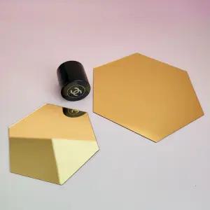 안깨지는 부착식 육각 거울 골드 소형 거울 아크릴 안깨지는 안전 붙이는