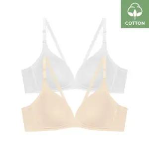 [수아팜] [3컬러 구성] 주니어 3단계 코튼 스판 브라 2매 세트