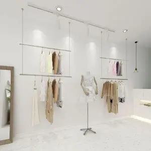 [하프클럽/]옷걸이 천장형 와이어 옷가게 스텐행거 파이프 150cm 2단