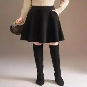 엘럽 여성용 쉬폰 스커트 미디엄 플리츠 A라인 우산 겨울 슬림핏 하이웨스트 힛템