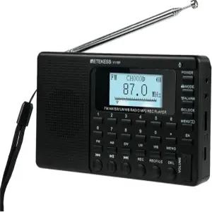 Retekess V115P 휴대용 단파 라디오 충전식 AM FM SW WB 무선 연결 1800mAh 배터리 디지털 튜너 TF /AUX