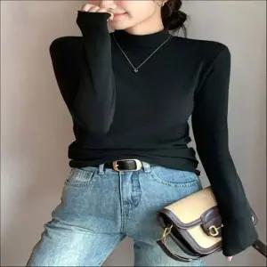 여성 겨울 이너 반폴라티 슬림핏 반목 긴팔티 6색