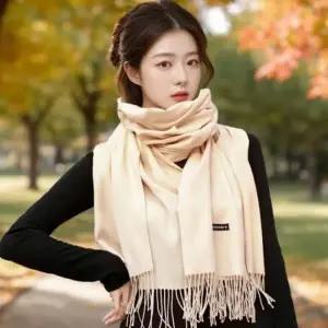 여성용 심플 무지 목도리 따뜻한 겨울용 니트 머플러 여자 커플 예쁜 학생