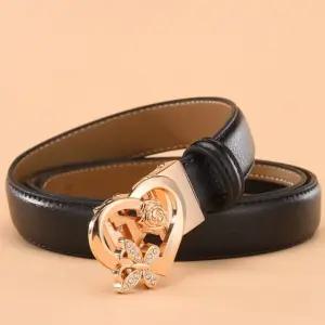고품질 블링러브 자동버클 여성 소가죽 벨트(블랙) 허리띠 (WFKDVOC)