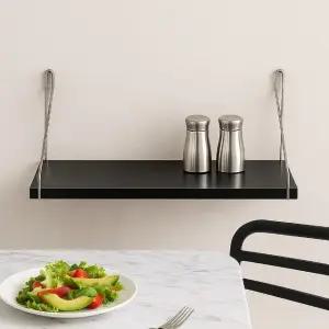 고품질 공간데코 벽선반(50x19.5cm) (블랙) 무타공 우드선반 (WFKDVY5)