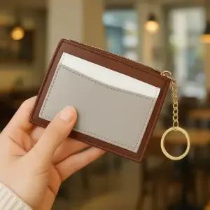 고품질 클로닛 슬림 카드지갑(브라운) 키링 교통카드지갑  여성지갑 (WFKDZ6O)