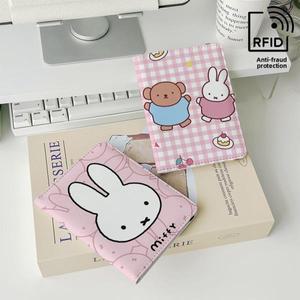 미피 애니메이션 시리즈 PU 가죽 여권 홀더 비즈니스 서류 커버 남녀 공용