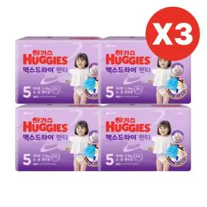 하기스 기저귀 맥스드라이 팬티 공용 5단계 34p X12팩 BNS