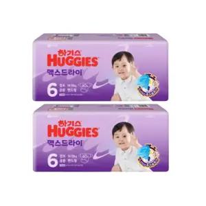 하기스 기저귀 맥스드라이 공용 밴드 6단계 40p X 2팩 BNS