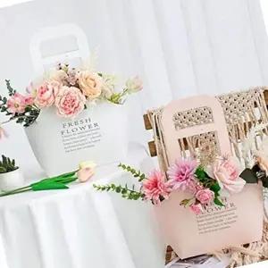 바구니가방 화이트 대형 10개입 포장지 화분가방 선물