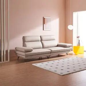 [다우닝] 플랫 베이직 3.5인 전체 통가죽 소파