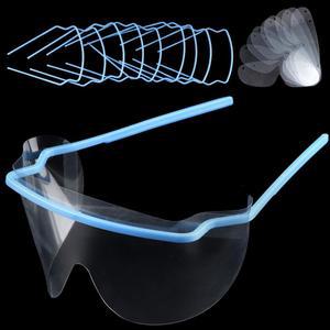 DQITJ 1팩 20세트 일회용 치과용 아이쉴드 안전 안경 마스크 아이가드 20프레임(파란색) 20장 포함