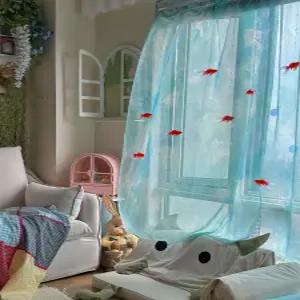 금붕어커텐 침실 창문 가정용 암막 가림막 중문 가리개