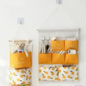 3칸1P 7칸1P 패브릭 벽걸이 포켓 2PCS 세트 오렌지