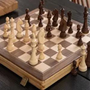 클래식체스판 대형 나무 접이식 세트 원목 게임 카드와 우드 보드 취미 경마