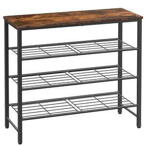 옷장용 키슈어 신발장, 수평 조절 발이 있는 러스틱 브라운 신발 정리함, 현관, 침실, 거실용 견고하고 녹슬지 않는 보관함, 29.5인치 x 11.4인치 24.8인치,