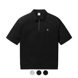 [폴햄][폴햄] 남여공용 더블니트 하프집업 반팔티_PHE2TR3050